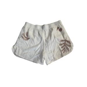 NEW Madewell Shorts Womens XXL Embroidered Linen Pull-On Shorts Floral Cream $69
